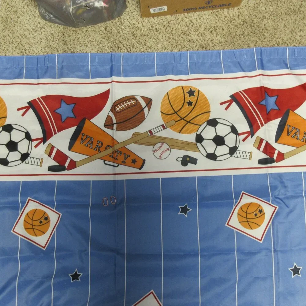 VARSITY SPORTS SHOWER CURTAIN Mint Condition